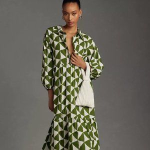 Anthropologie The Bettina Tiered Shirt Dress by Maeve